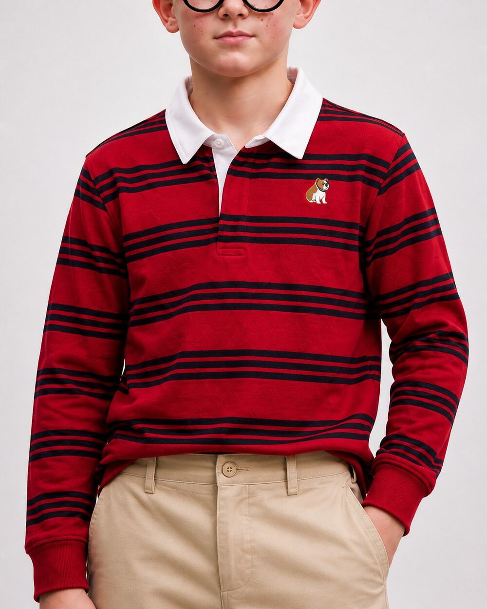 NWT Janie and Jack Striped Boys Rugby Polo Sz10 Varsity Red Stripe deadstock